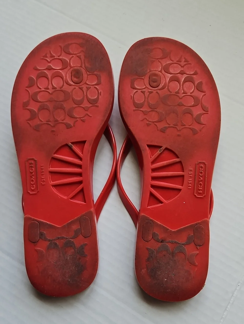 Coach Jelly Flip Flop Sandals, Coral, Size ?8